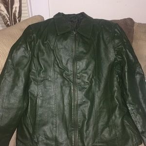 leather green jacket